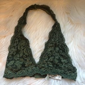 Anemone lace green halter bralette